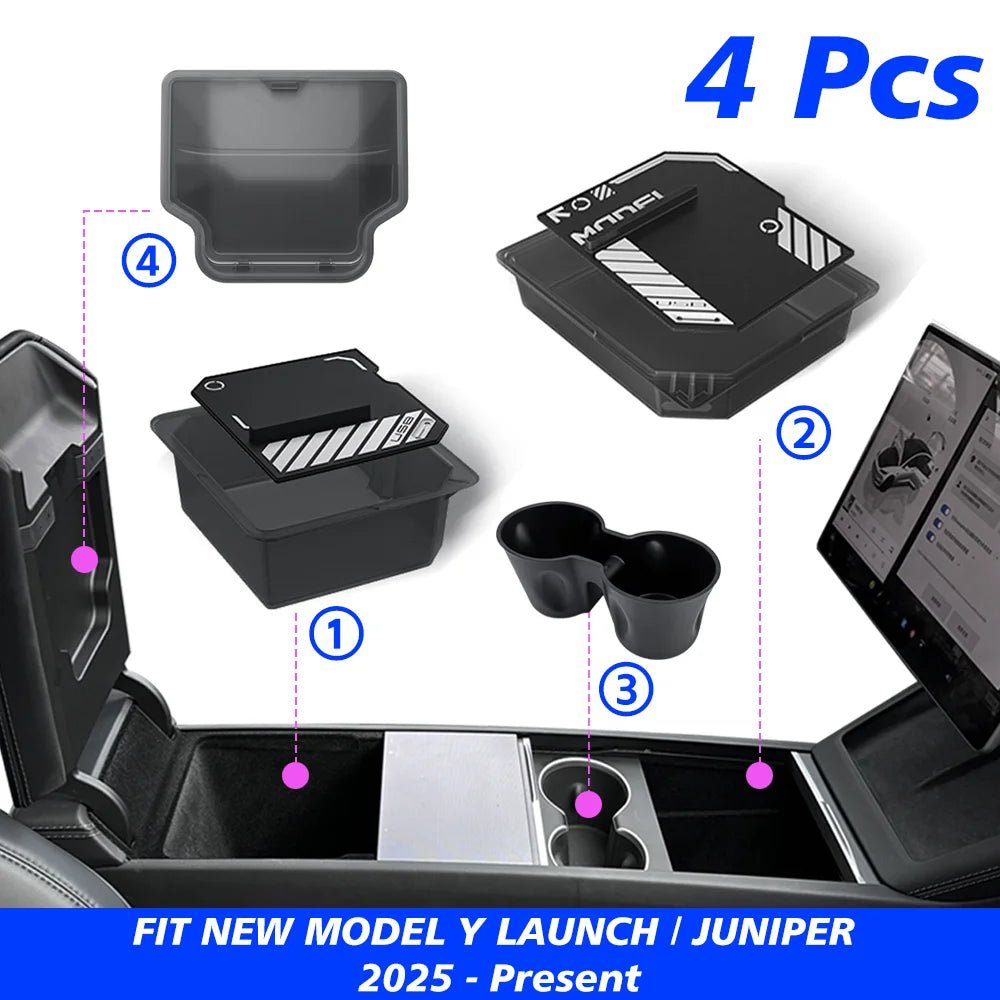 Elevate Your Tesla Model Y with Our Stylish Console & Armrest Storage Box - 2025 Juniper Edition - Tes Accessories